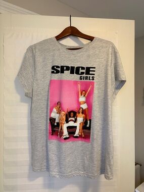 Spice Girls Graphic Tee - Light Heather Gray with Pink Print